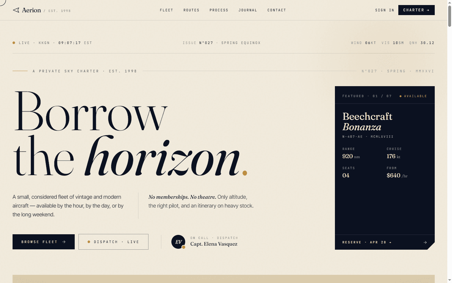 Aerion — Private Sky Charter project cover