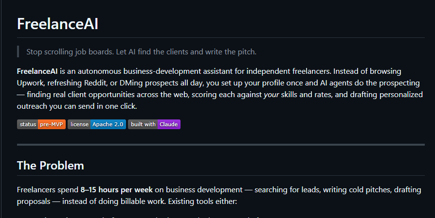 FreelanceAI — Agentic Business Development Scaffold project cover