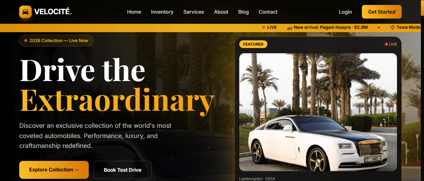 Velocité — Luxury Cars project cover